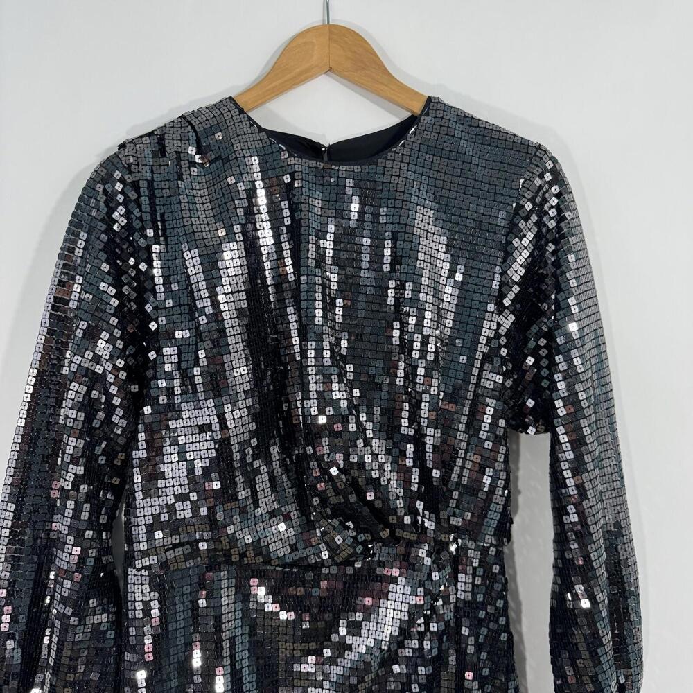 NBD Women’s Size Medium Gunmetal Black Margaery Long Sleeve Mini Dress NWT - Picture 2 of 12
